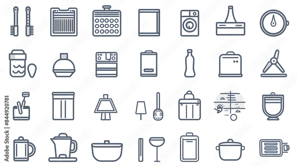 Minimalistic Icon Grid Showing Various Elements in a Modern and Uncluttered Style Minimalistic Icon Grid Showing Various Elements in a Modern and Uncluttered Style