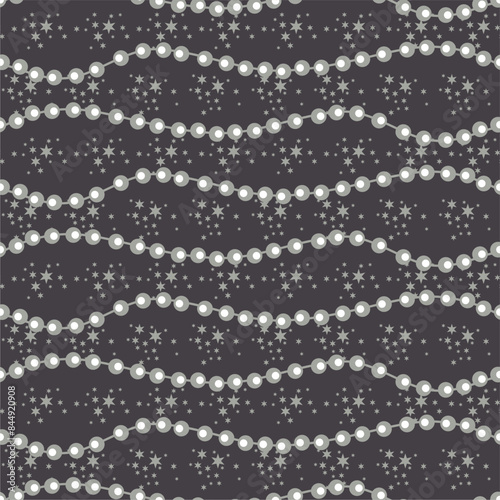 Seamless glamour print pattern with beads jewelry art decor wallpaper for textile, package, paper	