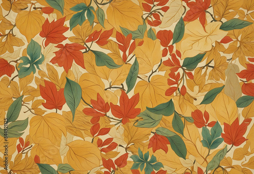 Wallpaper Mural Elegant Japanese Fall Foliage Watercolor Illustration Wallpaper Torontodigital.ca