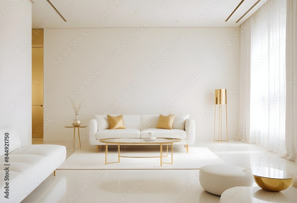 Fototapeta premium white and gold theme modern interior
