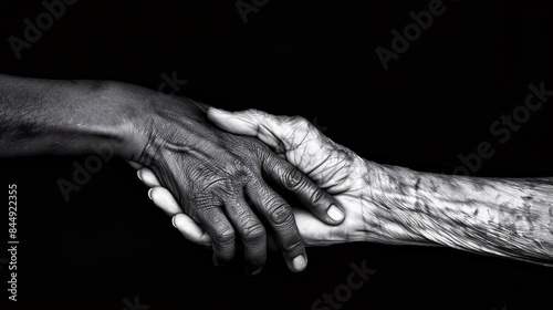 Two Hands Intertwined: A Black and White Portrait