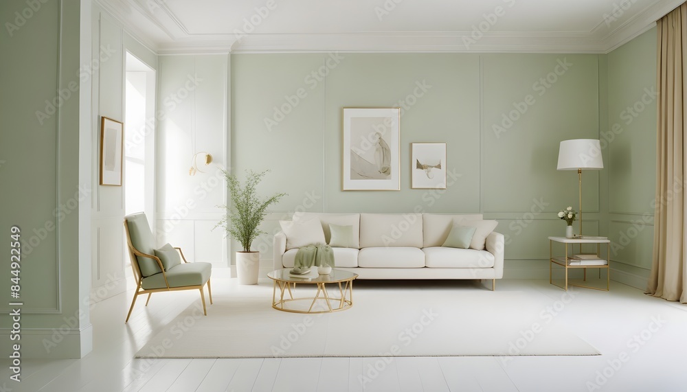 Fototapeta premium white and gold theme modern interior