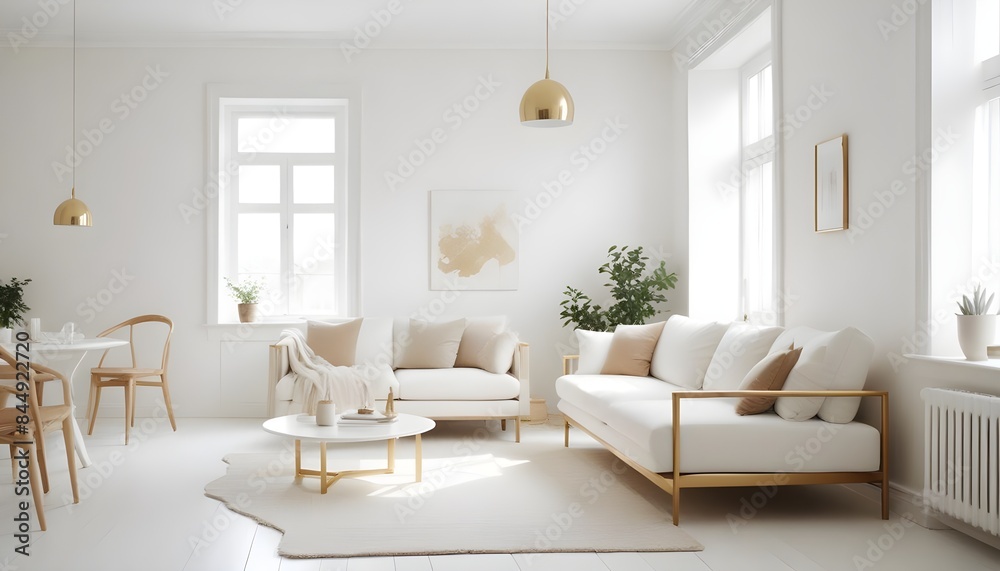 Fototapeta premium white and gold theme modern interior