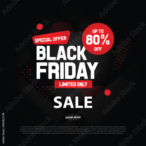 Black Friday banner design template for promotion, vector illustration 
