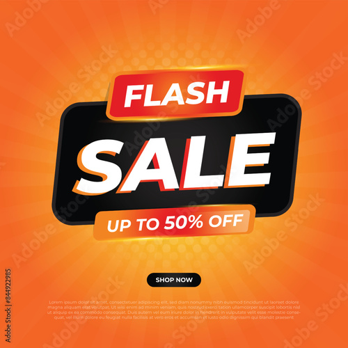 Flash sale banner template design for web or social media. 