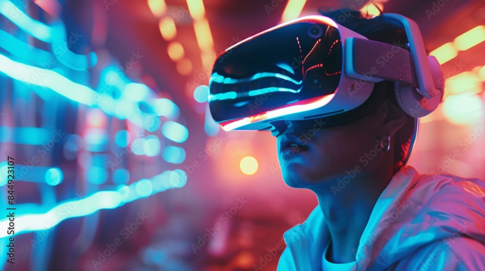 A Young Person Immersed in a Virtual Reality World A Young Person Immersed in a Virtual Reality World
