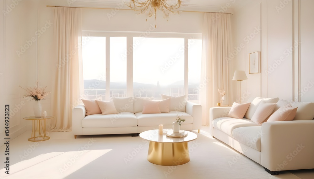 Fototapeta premium white and gold theme modern interior