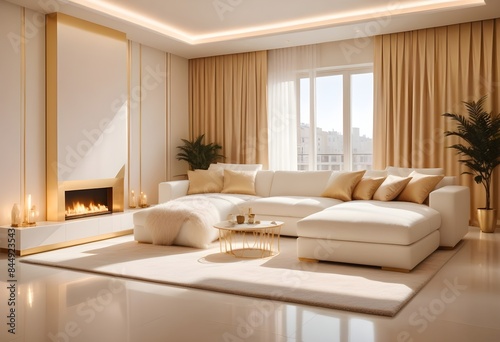 white and gold theme modern interior