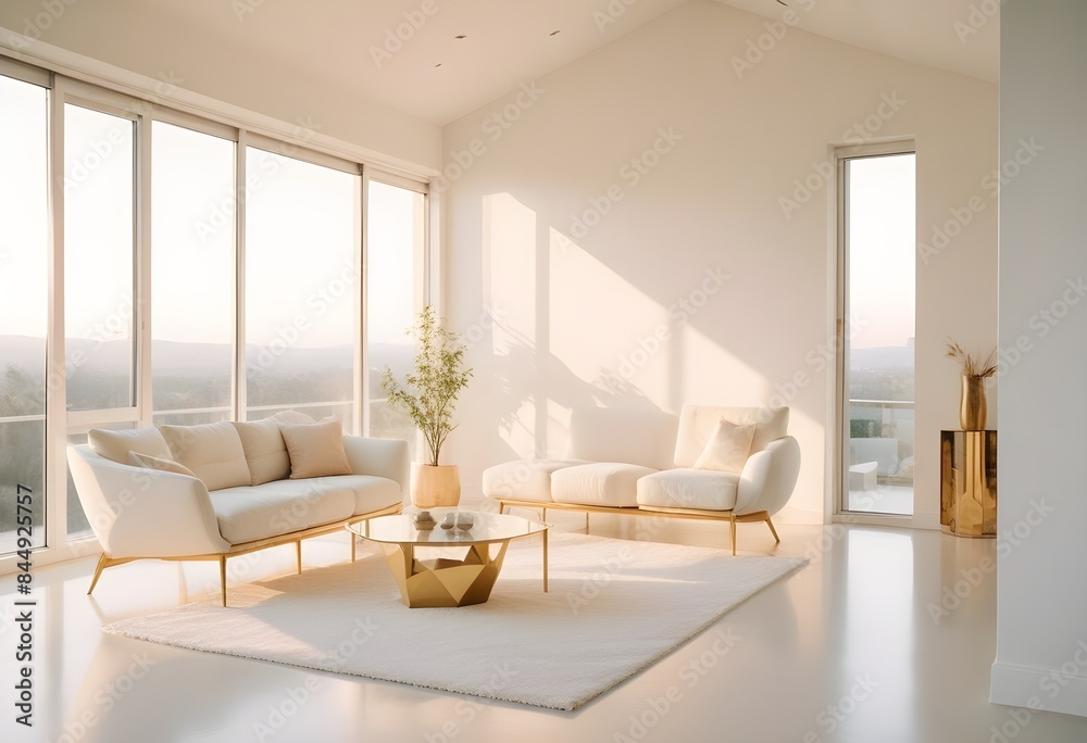 Fototapeta premium white and gold theme modern interior