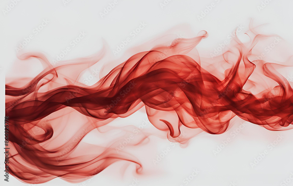 Fototapeta premium An abstract texture resembling red smoke flames against a white background, An abstract texture resembling red smoke flames against a white background