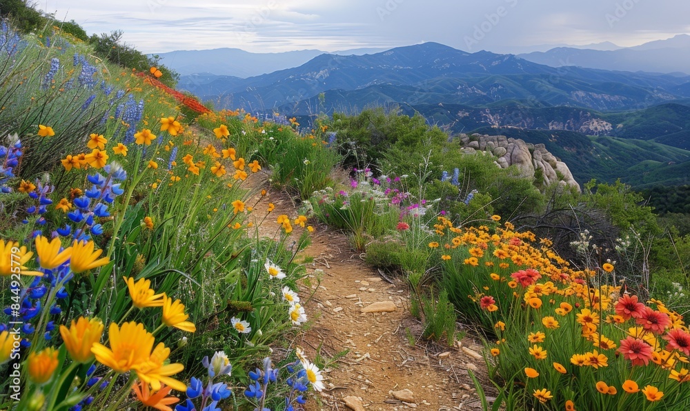 Fototapeta premium Colorful wildflowers along a trail