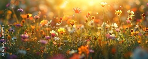 Cool breeze rustling through a field of wildflowers photo