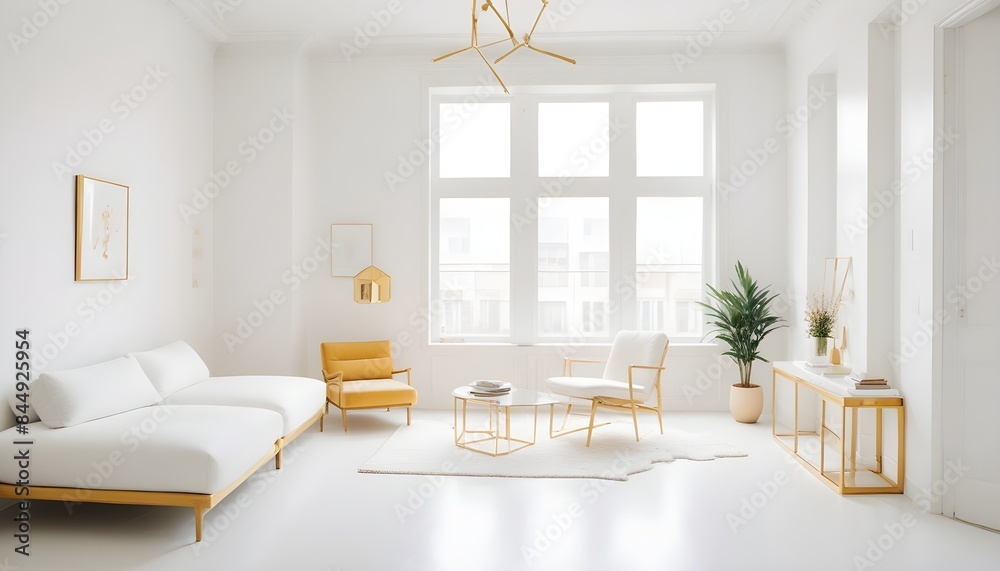 Fototapeta premium white and gold theme modern interior