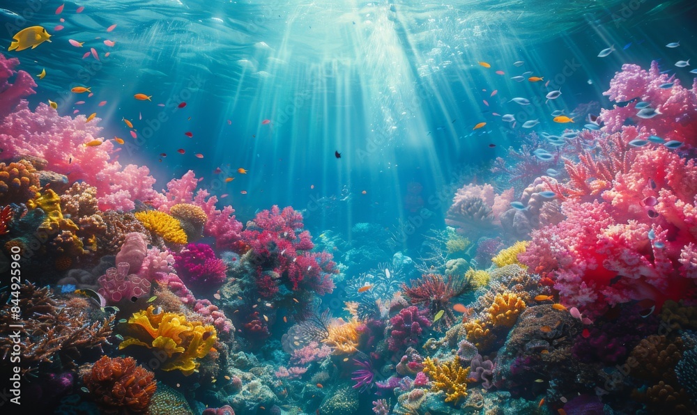 Fototapeta premium Coral reef teeming with life