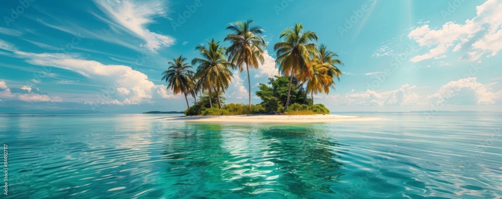 Deserted island with palm trees Deserted island with palm trees
