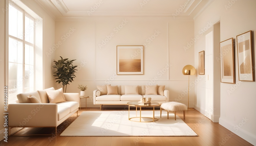 Fototapeta premium white and gold theme modern interior