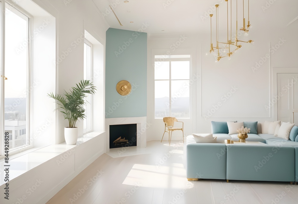 Fototapeta premium white and gold theme modern interior