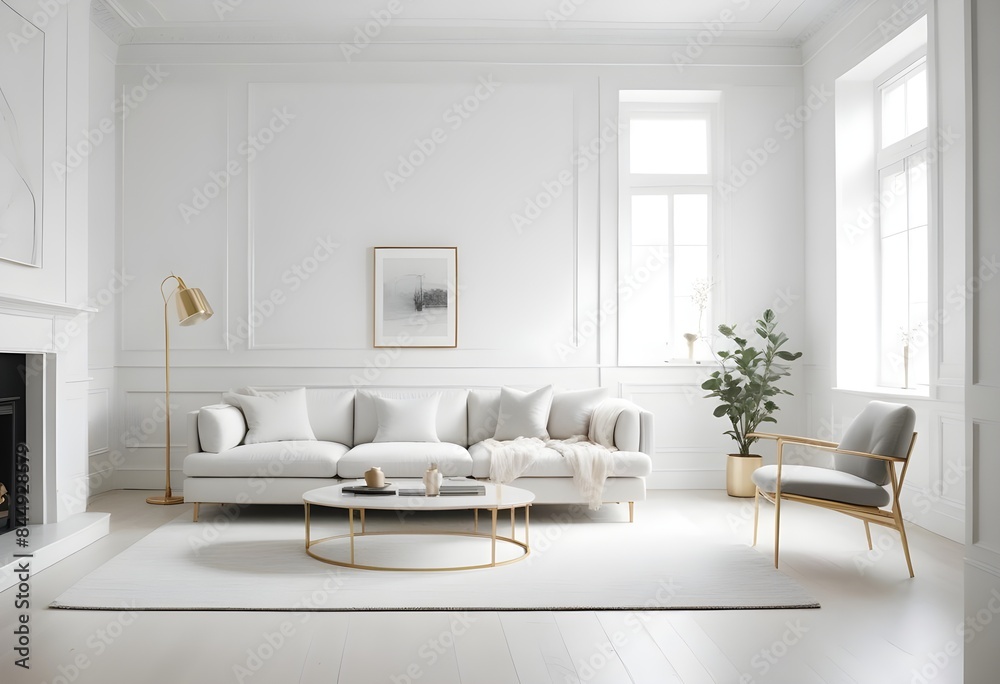 Fototapeta premium white and gold theme modern interior