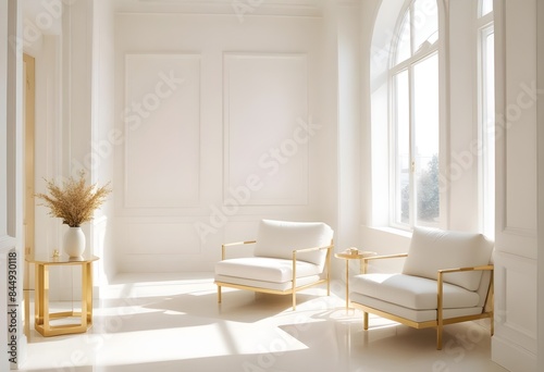 white and gold theme modern interior