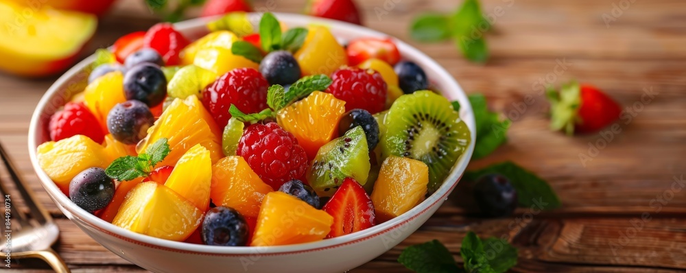 Freshly made fruit salad in a bowl Freshly made fruit salad in a bowl