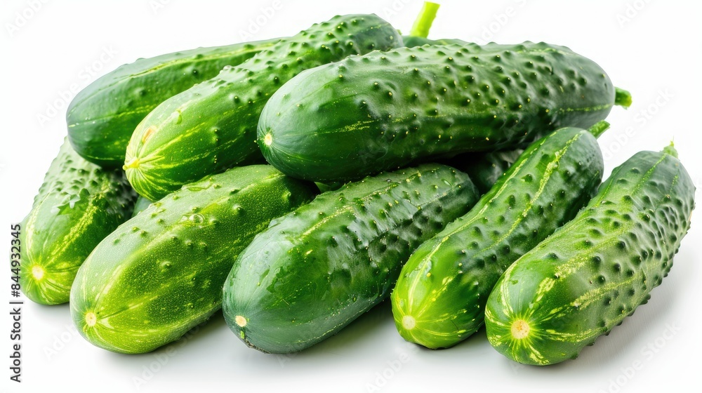 Fresh ripe cucumbers on a white background Fresh ripe cucumbers on a white background