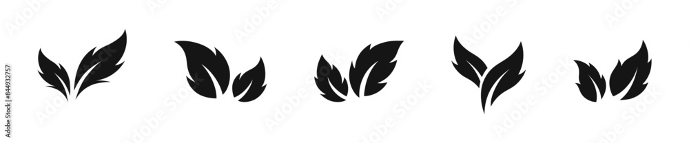 Leaf vector icon set. Leaves flat black icons. Leaf vector icon set. Leaves flat black icons.