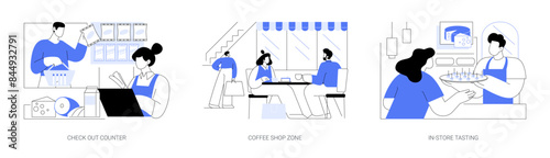 Supermarket areas isolated cartoon vector illustrations se