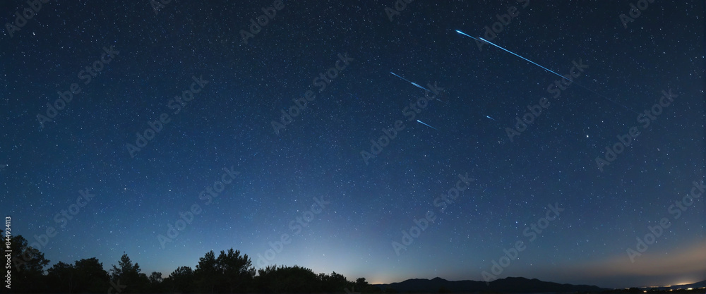Streaks of Falling Stars: A Mystical Meteor Shower in the Heavenly Twilight Sky Streaks of Falling Stars: A Mystical Meteor Shower in the Heavenly Twilight Sky