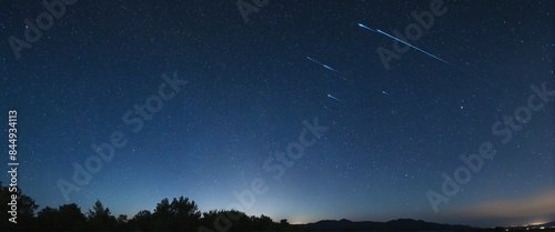 Streaks of Falling Stars: A Mystical Meteor Shower in the Heavenly Twilight Sky © SR07XC3