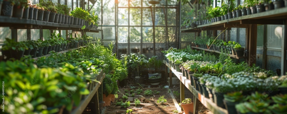 Greenhouse filled with summer plants Greenhouse filled with summer plants