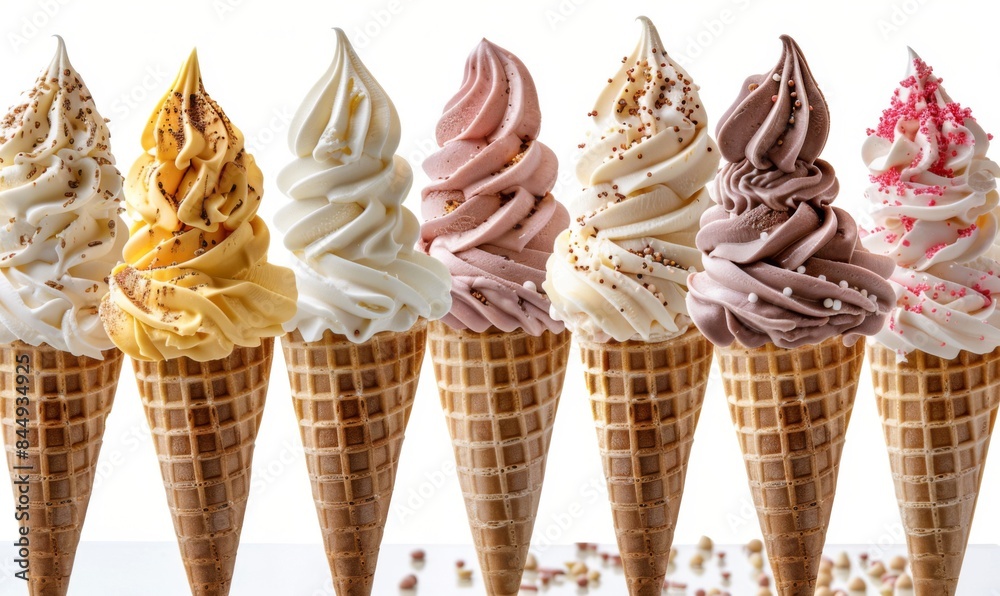 Ice cream cones with various flavors Ice cream cones with various flavors