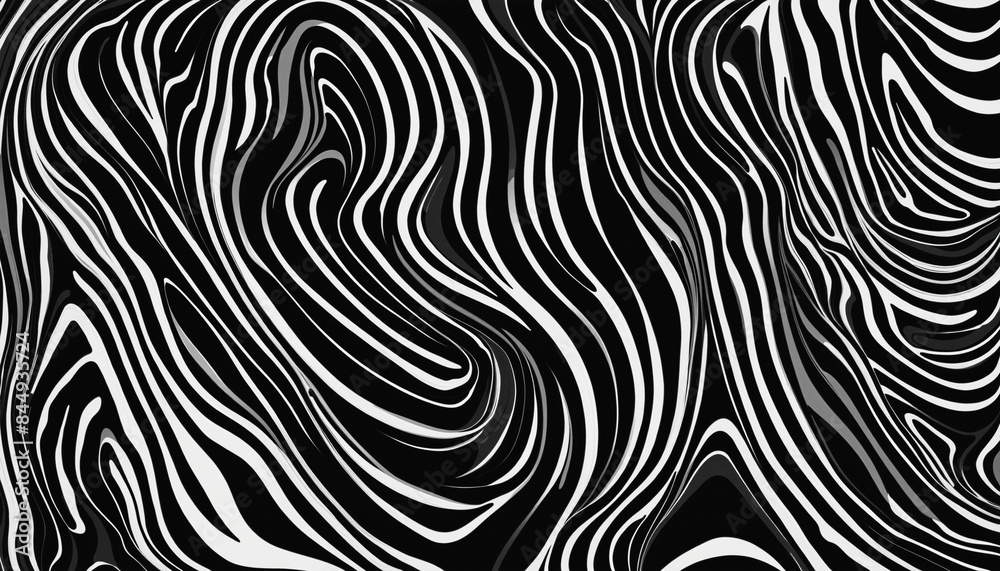 Minimalist abstract zebra print design on a black and white seamless pattern background