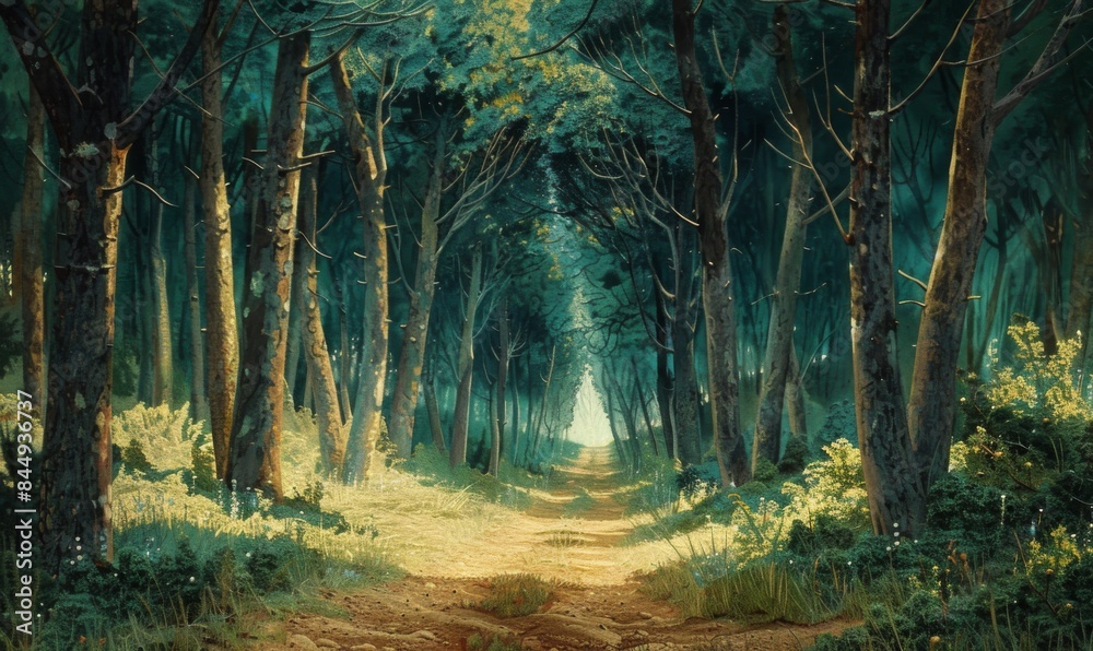 Fototapeta premium Path through a forest of tall trees