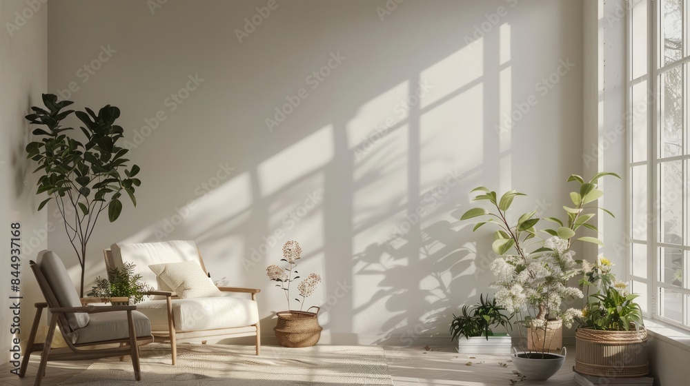 Scandinavian farmhouse interior, wall mockup. Scandinavian farmhouse interior, wall mockup.