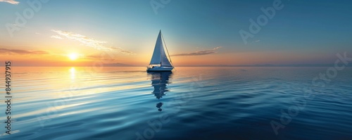 Sailboat gliding on a calm, azure sea © Станіслав Козаков