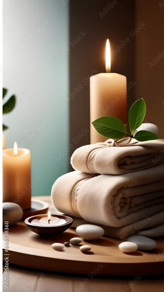 Accessories for SPA. Candles, towels, oils. Vacation concept Accessories for SPA. Candles, towels, oils. Vacation concept