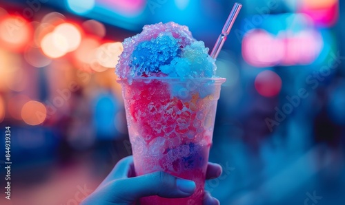 Snow cone with bright syrup