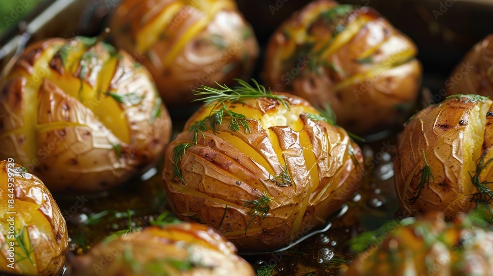 New potatoes baked with butter and dill homemade without individuals New potatoes baked with butter and dill homemade without individuals