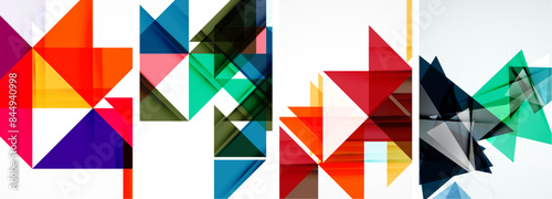 Set of abstract random triangle composition backgrounds. Vector illustration for for wallpaper, business card, cover, poster, banner, brochure, header, website