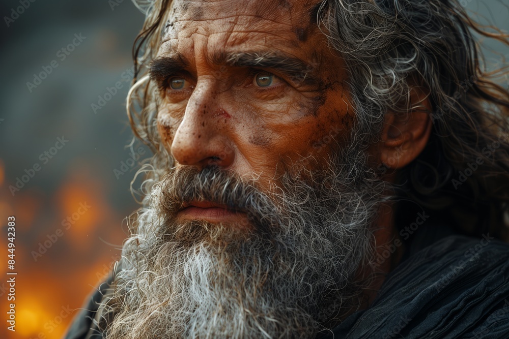 Biblical Figure Noah Waits Hopefully for Dove's Return Signifying Faith & Resilience Biblical Figure Noah Waits Hopefully for Dove's Return Signifying Faith & Resilience