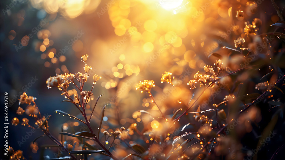 Beautiful bright floral background, plants and flowers template, copy space area