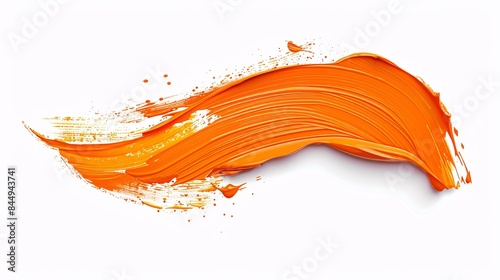 Orange Acrylic Paint Stroke on White Background