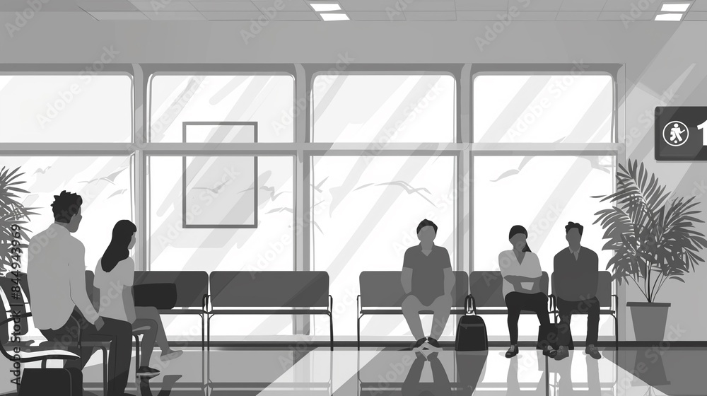 Customer is waiting Simple design on the front waiting for black and white animation. Customer is waiting Simple design on the front waiting for black and white animation.