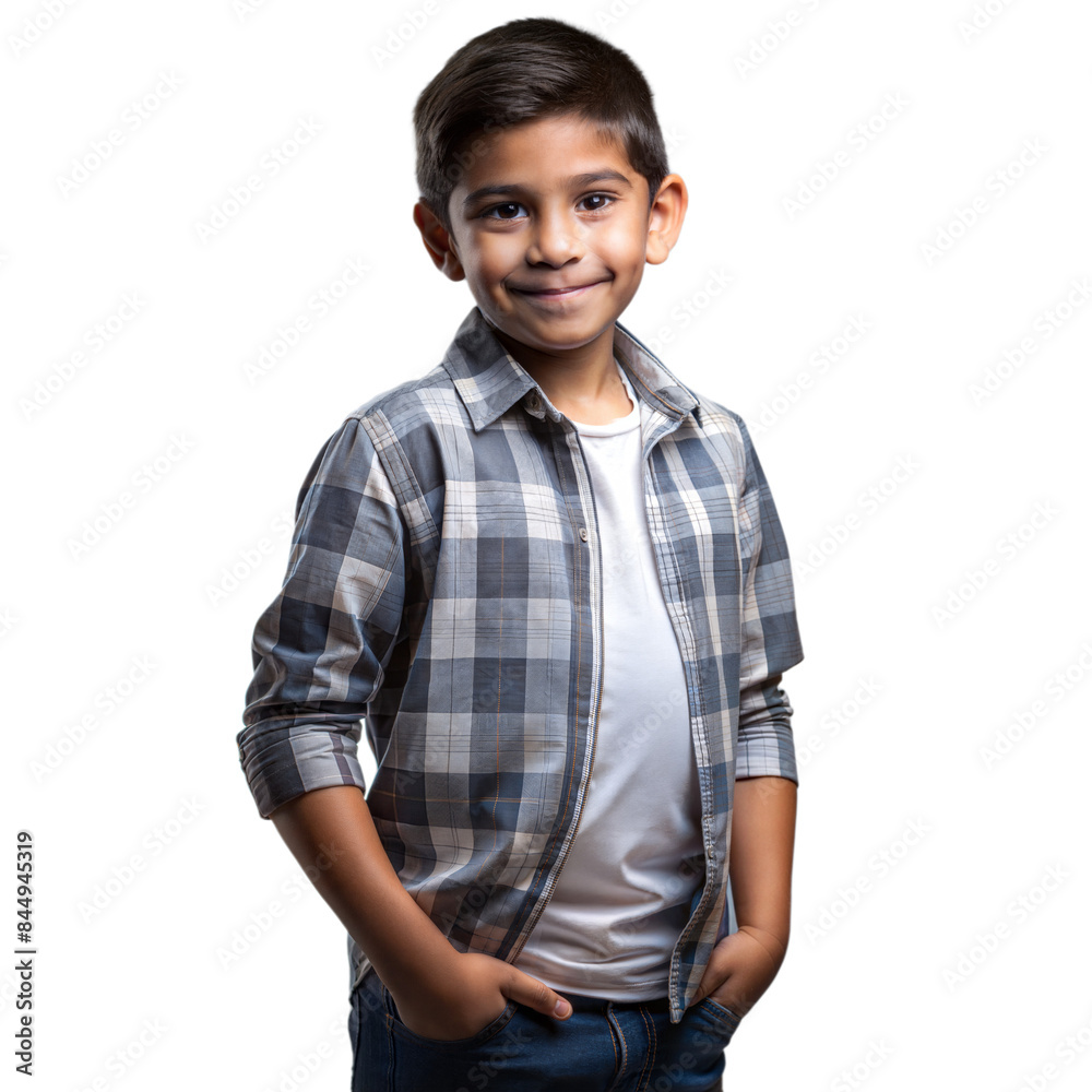 Smiling young boy in casual clothing on transparent background Smiling young boy in casual clothing on transparent background