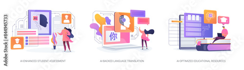 Artificial Intelligence in Education abstract concept vector illustrations.