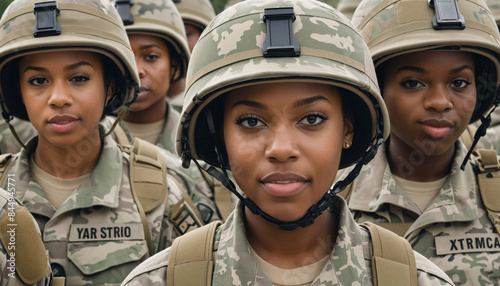 Successful Military Troop Portrait Celebrating Diversity and Unity with Female Soldiers