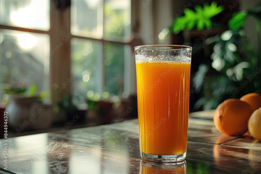 orange fresh juice on kitchen top orange fresh juice on kitchen top