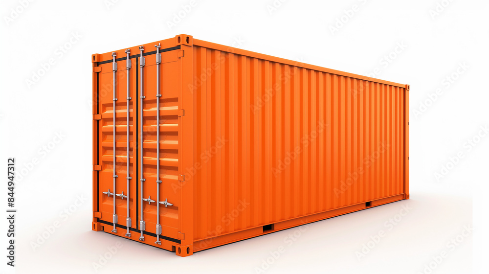 Orange 3D shipping container isolated on a white background Orange 3D shipping container isolated on a white background