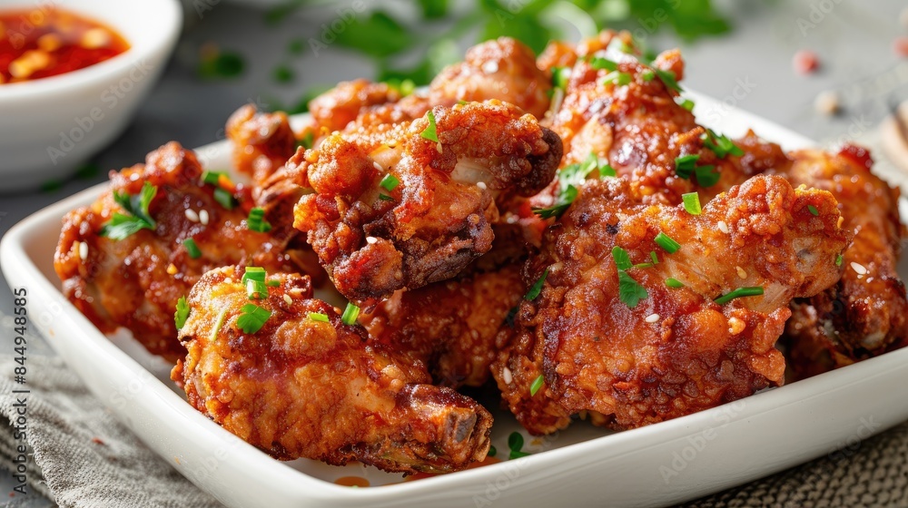 Fried meat served on a white dish