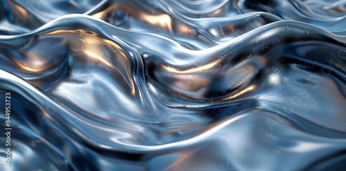 Flowing silver metallic sur...